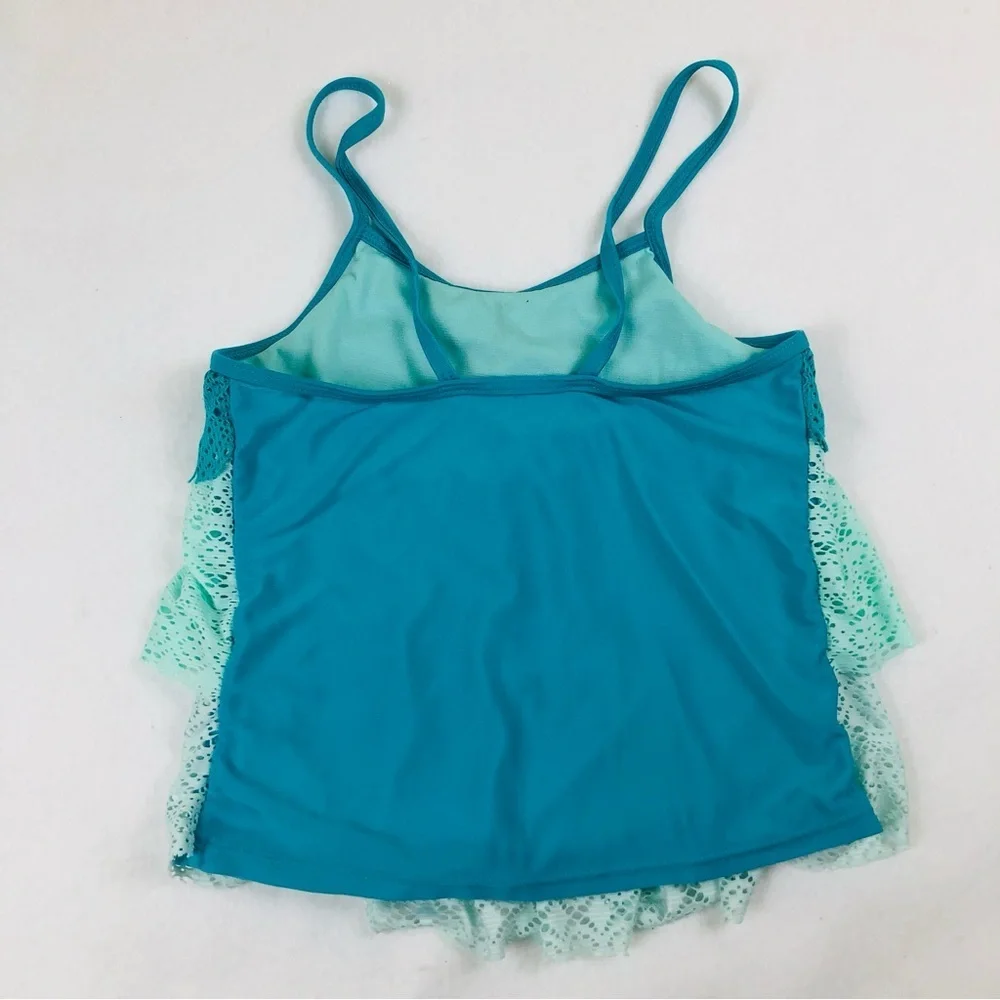 Kids Swim Ruffle Tankini Swimsuit - Teal (S2)